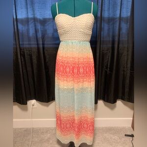 Ardene Cream and Coral Maxi Dress